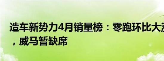 造车新势力4月销量榜：零跑环比大涨超一倍，威马暂缺席