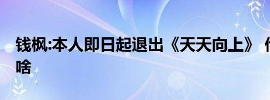 钱枫:本人即日起退出《天天向上》 他还说了啥