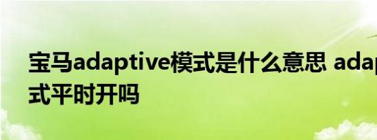 宝马adaptive模式是什么意思 adaptive模式平时开吗