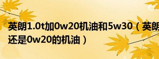 英朗1.0t加0w20机油和5w30（英朗用5w30还是0w20的机油）