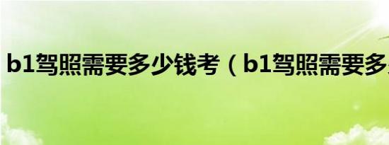 b1驾照需要多少钱考（b1驾照需要多少钱?）