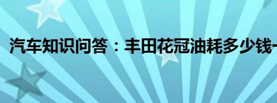 汽车知识问答：丰田花冠油耗多少钱一公里