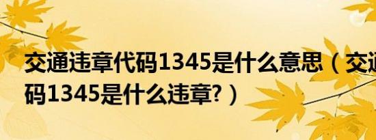 交通违章代码1345是什么意思（交通违章代码1345是什么违章?）