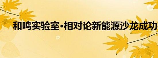 和鸣实验室·相对论新能源沙龙成功举办