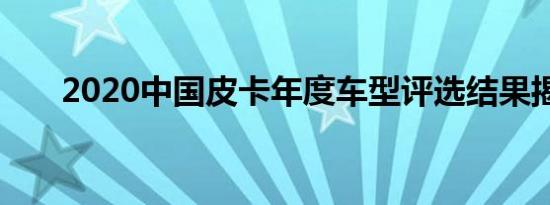 2020中国皮卡年度车型评选结果揭晓