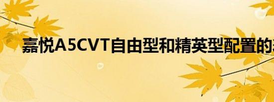 嘉悦A5CVT自由型和精英型配置的差异