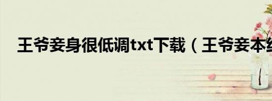 王爷妾身很低调txt下载（王爷妾本红妆）