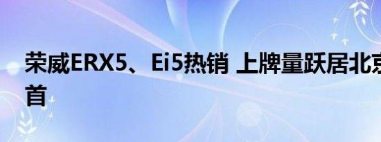 荣威ERX5、Ei5热销 上牌量跃居北京地区榜首