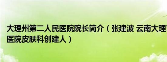 大理州第二人民医院院长简介（张建波 云南大理市第二人民医院皮肤科创建人）