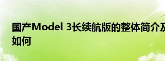 国产Model 3长续航版的整体简介及其性能如何