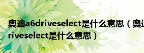 奥迪a6driveselect是什么意思（奥迪a6l的driveselect是什么意思）