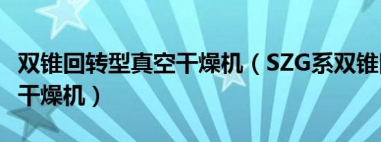 双锥回转型真空干燥机（SZG系双锥回转真空干燥机）