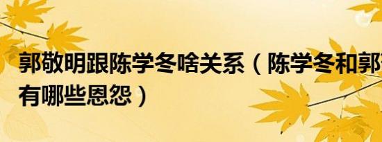 郭敬明跟陈学冬啥关系（陈学冬和郭敬明之间有哪些恩怨）