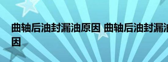 曲轴后油封漏油原因 曲轴后油封漏油什么原因