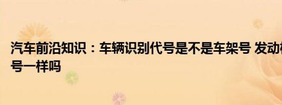 汽车前沿知识：车辆识别代号是不是车架号 发动机号和车架号一样吗