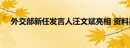 外交部新任发言人汪文斌亮相 资料简介