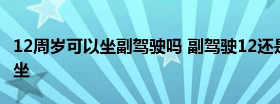 12周岁可以坐副驾驶吗 副驾驶12还是14才能坐