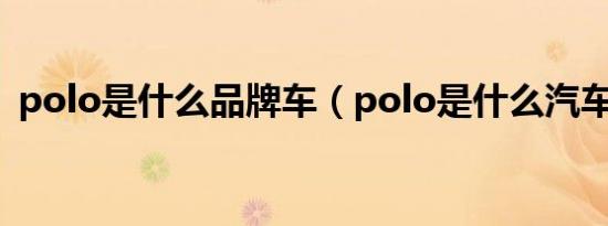 polo是什么品牌车（polo是什么汽车品牌）