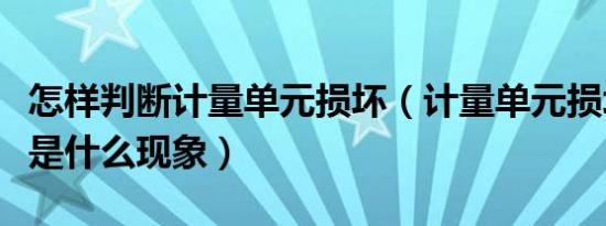 怎样判断计量单元损坏（计量单元损坏的故障是什么现象）