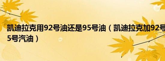 凯迪拉克用92号油还是95号油（凯迪拉克加92号汽油还是95号汽油）