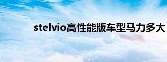 stelvio高性能版车型马力多大