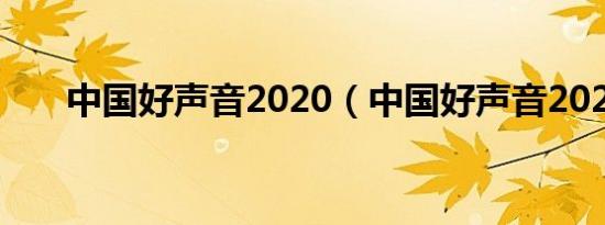 中国好声音2020（中国好声音2020）