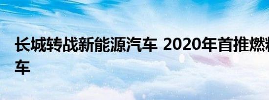 长城转战新能源汽车 2020年首推燃料电池汽车