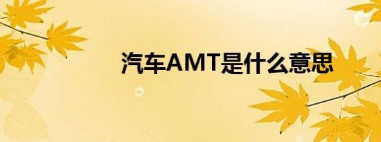 汽车AMT是什么意思