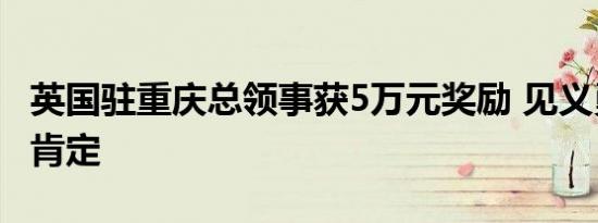 英国驻重庆总领事获5万元奖励 见义勇为值得肯定