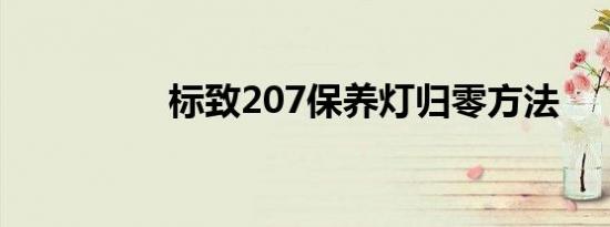 标致207保养灯归零方法