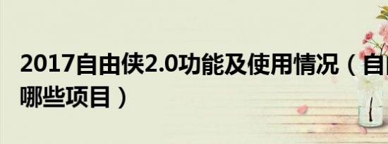 2017自由侠2.0功能及使用情况（自由侠二保哪些项目）