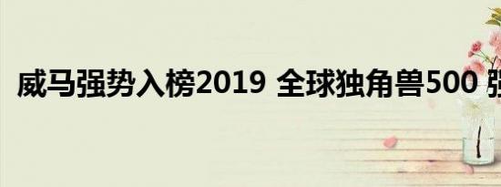 威马强势入榜2019 全球独角兽500 强前50