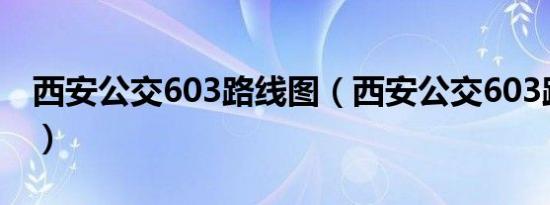 西安公交603路线图（西安公交603路线查询）