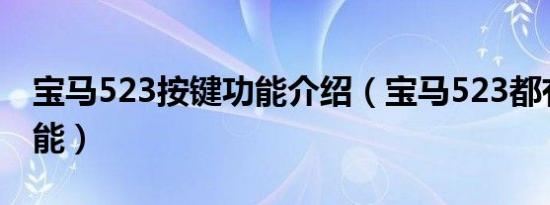 宝马523按键功能介绍（宝马523都有哪些功能）