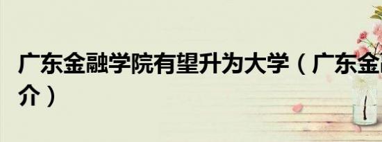 广东金融学院有望升为大学（广东金融学院简介）