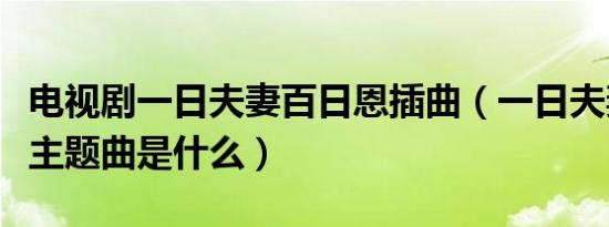 电视剧一日夫妻百日恩插曲（一日夫妻百日恩主题曲是什么）