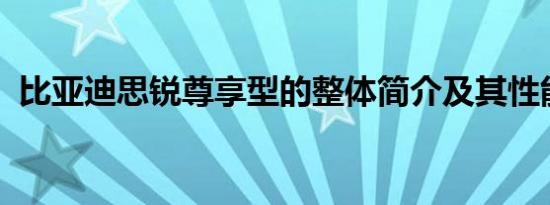 比亚迪思锐尊享型的整体简介及其性能如何