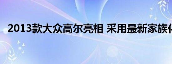 2013款大众高尔亮相 采用最新家族化设计