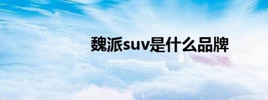 魏派suv是什么品牌