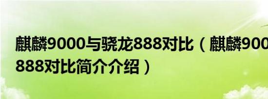 麒麟9000与骁龙888对比（麒麟9000和骁龙888对比简介介绍）