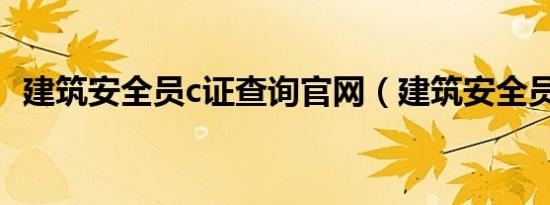 建筑安全员c证查询官网（建筑安全员C证）