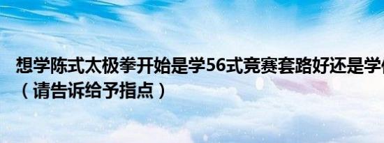 想学陈式太极拳开始是学56式竞赛套路好还是学传统套路好（请告诉给予指点）