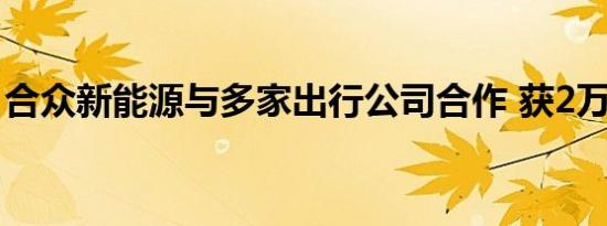 合众新能源与多家出行公司合作 获2万辆订单