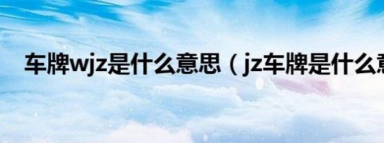 车牌wjz是什么意思（jz车牌是什么意思）