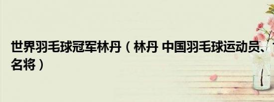 世界羽毛球冠军林丹（林丹 中国羽毛球运动员、世界羽毛球名将）