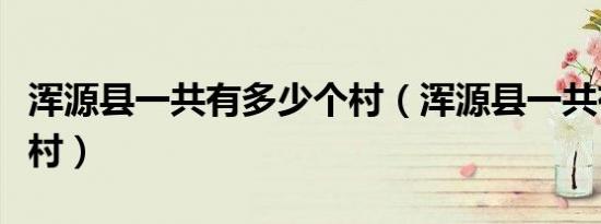 浑源县一共有多少个村（浑源县一共有多少个村）