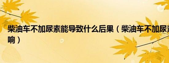 柴油车不加尿素能导致什么后果（柴油车不加尿素有什么影响）