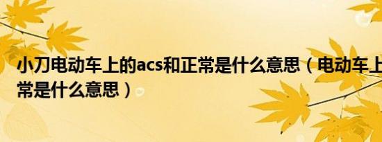 小刀电动车上的acs和正常是什么意思（电动车上的acs和正常是什么意思）