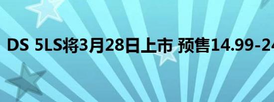 DS 5LS将3月28日上市 预售14.99-24.99万