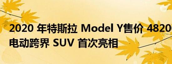 2020 年特斯拉 Model Y售价 48200 美元的电动跨界 SUV 首次亮相